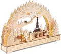 Produktbild: BRUBAKER 3D Lichterbogen - LED Schwibbogen - Sternsinger - LED-Beleuchtung mit Batterie und Kabel - Holz Natur - 27 x 40 x 7,5 cm - Handbemalte Figuren - Weihnachtsdeko für Tisch und Fenster