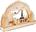 Produktbild: BRUBAKER LED Schwibbogen 3D Lichterbogen - Sternsinger - LED-Beleuchtung mit Batterie und Kabel (1-tlg), Holz Natur - 27 x 40 x 7,5 cm - Handbemalte Figuren