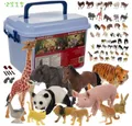 Produktbild: KRUZZEL Tierfigur Tiere Figurenset (Spar-Set, 48 St., Spielzeugfiguren), 48 Tierfiguren plus 14 Zubehörteile wie Bäume, Steine und Pflanzen