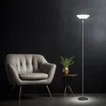 Produktbild: Stehleuchte Stehlampe Deckenfluter Wohnzimmer Metall titanfarben weiß E27 180 cm