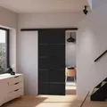 Produktbild: Tür Schiebetür Glas schwarz satiniert 900x2035 Zimmertür Glasschiebetür Glastür - Stabgriff