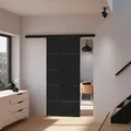 Produktbild: Schulte - Tür Schiebetür Glas Schwarz Satiniert 900 X 2035 Zimmertür Glasschiebetür Glastür - Stabgriff
