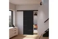 Produktbild: inova wohnen Glasschiebetür Blockstreifen schwarz 90 x 203,5 cm, Komplett Set mit Schienensystem
