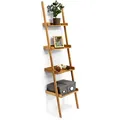 Produktbild: Relaxdays - Leiterregal Bambus, Hxbxt:176x44x37cm, 4-stufig, Standregal Mit Ablagen, Holzregal, Natur