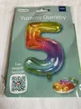 Produktbild: S047 Folat Luftballon „5“ Yummy Gummy Regenbogen transparent C-Thru Folienballon