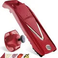 Produktbild: Börner Gemüsehobel V5 (Basis Set) • V-Hobel für Scheiben in 4 Schnittstärken • Scheibenschneider mit Edelstahl V-Klinge • Verstellbarer Küchenhobel für Gemüse & Obst • Farbe: Rot