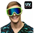 Produktbild: Boland Kostüm Party Ski-Brille Neon UV oder schwarz Spiegelglas Après Ski Party, Neonvarianten mit UV-Effekt für Schwarzlicht und Neon-Partys