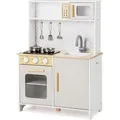 Produktbild: COSTWAY Kinderküche, Spielküche Holz mit Zubehör, Mikrowelle, Herd, Spüle, Backofen, Kinder Küche mit Licht und Sound, Spielzeugküche für Ki... - Weiß
