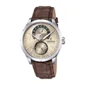 Produktbild: Festina Herren Uhr Analog mit Braunem Lederarmband - Quarzwerk - Mineralglas mit hoher Widerstandsfähigkeit - Wasserdicht bis 5 ATM - Elegant und Klassisch - Multifunktion F16573/9