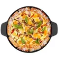 Produktbild: Alu Guss Pizza Brot Grill Pfanne Ø36cm Induktion Bratpfanne Handschuhe Braten