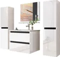 Produktbild: Badmöbel set Hochglanz 6 Tlg Weiß Soft Close Badezimmer Möbel badmöbel 60 cm Bad