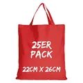 Produktbild: TEXXILLA Apothekertasche - 25er Pack | Rot | mit Zwei kurzen Henkeln | 22x26cm | Jutebeutel | Einkaufstasche | unbedruckt