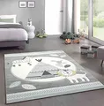 Produktbild: CARPETIA Spielteppich Kinderzimmer Kaktus Zebra Indianer Zelt Löwe gelb grau Creme Größe 160x230 cm