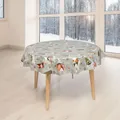 Produktbild: laro runde 140 cm wachstuchtischdecke wachstischdecke abwashbar PVC tischdecke Wachstuch wasserabweisend Garten tischdecke, Muster:Schneemann Weihnachten Geschenke Silber