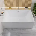 Produktbild: ECOLAM Badewanne Crown LUX 190x120 cm für Zwei + Schürze | große Wanne Duowanne Doppelbadewanne Top QUALITÄT Acrylwanne I Ablaufgarnitur Füße Silikon Komplett-Set I ideal für zwei Personen