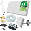 Produktbild: Sat Flachantenne mit Twin LNB - HD Sat-Anlage für 2 TV - Selfsat H30D2+ kompakte Antenne inkl. Fensterhalterung, 20 m Koaxialkabel, SAT-Finder & Zubehör-Set - Starke Empfangsleistung von netshop 25