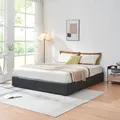 Produktbild: [en.casa] Polsterbett 180x200 cm NOLA mit Bettkasten Bettgestell und Lattenrost Bett mit Kunstlederbezug Doppelbett max. 500 kg Schwarz