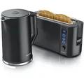 Produktbild: Arendo Frühstücksset, Wasserkocher mit Temperatureinstellung + Langschlitztoaster, Schwarz
