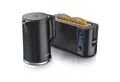 Produktbild: Arendo Frühstücks-Set Wasserkocher 1,5l & 2-Scheiben Langschlitz Toaster, Edelstahl, Schwarz (2-tlg), Wasserkocher mit Temperaturwahl, Toaster mit Brötchenaufsatz