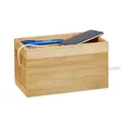 Produktbild: Relaxdays Kabelbox Bambus, mehrfach, kompakt, universell, praktisch, Kabelmanagement, H x B x T 14 x 25,5 x 14 cm, natur, braun