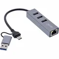 Produktbild: InLine® 4in1 Gigabit Hub, USB-C™ & USB-A, 1x RJ45, 3x USB 3.2 Gen.1, 16,5 cm