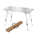 Produktbild: WOLTU Alu Campingtisch klappbar, Falttisch Höhenverstellbar mit Tragetasche & aufrollbarer Tischplatte, Klapptisch Reisetisch 4-6 Personen, für Camping Garten Balkon, 120 * 68.5cm, Silber