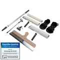 Produktbild: Epoxidharz Bodenbeschichtung werkzeug Set 5tlg PL250 | 40cm Entlüftungsroller und Bodenwalze | Teleskopstiel |  Rührquirl | Stehrakel | Nagelschuhe