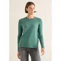 Produktbild: Strickpullover STREET ONE, Damen, Gr. S (38), jewel grün melange, Stoff, 37% Baumwolle, 34% Polyacryl, 26% Polyester, 3% Elasthan, unifarben, comfort fit normal, Rundhals, elastischer Bund, Pullover Strickpullover, mit Strick-Detail