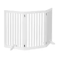 Produktbild: Relaxdays Absperrgitter, HxB: 91,5 x 154 cm, 3 Panel, faltbar, mit Füßen, verstellbares Hunde Schutzgitter, MDF, weiß