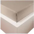 Produktbild: Traumschloss Spannbettlaken Premium Plus, Jersey, Gummizug: rundum, (1 Stück), 260g/m2, 47,5% Mako Baumwolle, 47,5% Lyocell, 5% Elasthan beige 140-160 cm x 200-220 cm