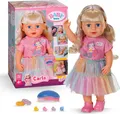 Produktbild: BABY born Carla hat langes, hochwertiges Haar und bringt 7 Accessoires zum Stylen mit.