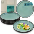 Produktbild: Sänger Fiji | Teller Set 6 Personen, Steingut Geschirr Set 6 teilig, Speiseteller Essteller Dinner Set kratzfest, Plates Set spülmaschinenfest, Steingut Speise Teller dunkelgrün | VALUE COLLECTION