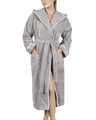 Produktbild: LAYNENBURG Bademantel Damen Frottee - Kapuze - Lang - 100% Baumwolle (360g/m2) - OEKO TEX Standard 100 - Größe (XXL, Grau)