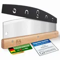 Produktbild: Blumtal Pizzaschneider Edelstahl - Profi Pizzamesser Mit 32cm Klinge - Rostfreier Pizza Cutter - Scharfes Wiegemesser + Holzgriff