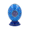 Produktbild: africX Straußenei Blue Magic – Handbemaltes Kunstobjekt mit Ständer | Echte Straußenschale | Orientalisches Dekor | Unikat als Geschenk & Deko