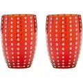 Produktbild: Zafferano Perle Rotes Glas - mundgeblasenes farbiges Glas, 32 cl, handgefertigt - Set mit 2 handgefertigten Bechern für Wasser oder Cocktails