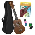 Produktbild: Geniales Sopran Linde Ukulele Einsteiger Bundle mit Tasche Tuner 3 Picks & Noten