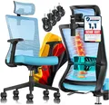 Produktbild: KESSER® Bürostuhl Ergonomisch mit verstellbaren Armlehnen | Drehstuhl mit Lendenwirbelstütze Rückenschonend | Schreibtischstuhl mit Kopfstütze | Office Chair Wippfunktion bis 125° mit 5X Gummirollen