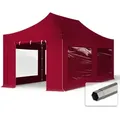 Produktbild: 3x6 m Faltpavillon, PREMIUM Stahl 40mm, Seitenteile mit Panoramafenstern, rot