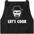 Produktbild: MoonWorks Grill-Schürze für Männer mit Spruch Lets Cook Baumwoll-Schürze Küchenschürze Schwarz unisize