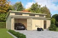 Produktbild: Garage Stufendach 44 mm Hawaii mit Holztor 820x520 cm Lasita