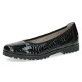 Produktbild: Caprice Damen Ballerinas aus Leder Rund, Schwarz (Black Croco), 39 EU