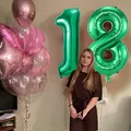 Produktbild: 18 Geburtstag Deko zahlen luftballon 18 jahre | Folienballon Grün - für 18. Geburtstagsdeko Männer Frauen Ballon Zahl Deko zum Geburtstag fliegt mit Helium 18.Geburtstagsparty 40