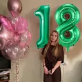 Produktbild: 18 Geburtstag Deko zahlen luftballon 18 jahre | Folienballon Grün  für 18. Ge...