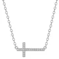 Produktbild: XENOX® Kreuz Halskette - Damen Halskette aus hochwertigem 925/- Sterlingsilber mit Kreuz-Anhänger und Zirkonia Steinen | XS10035