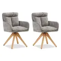 Produktbild: Homestyle4u 2 Polsterstühle drehbar Leinen Sitzkissen Grau Esszimmerstühle Polstersessel Armlehnenstuhl