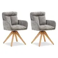Produktbild: Homestyle4u 2851, Esszimmerstühle 2er Set Samt drehbar Polsterstühle Grau Küchenstühle mit Armlehne Drehstühle Esstisch