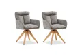 Produktbild: Homestyle4u Armlehnstuhl Polsterstuhl Armlehne Leinen Grau Esszimmer Wohnzimmer Büro Esstisch (2er Set Drehsessel, 2 St), drehbar, Holzbeine, gepolstert, Hellgrau, Hochlehner, Essstuhl