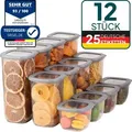 Produktbild: uandu Vorratsdosen mit Deckel Luftdicht Set, BPA frei, Aufbewahrungsbox, Küchenorganizer, Vorratsbehälter Mehl Aufbewahrung Küche - 12 Mix/Grau - Grau