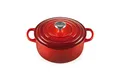 Produktbild: Le Creuset Signature Gusseisen-Bräter mit Deckel, Ø 20 cm, Rund, Für alle Herdarten und Induktion geeignet, Volumen: 2,4 l, 3,092 kg, Kirschrot, 21177200602430